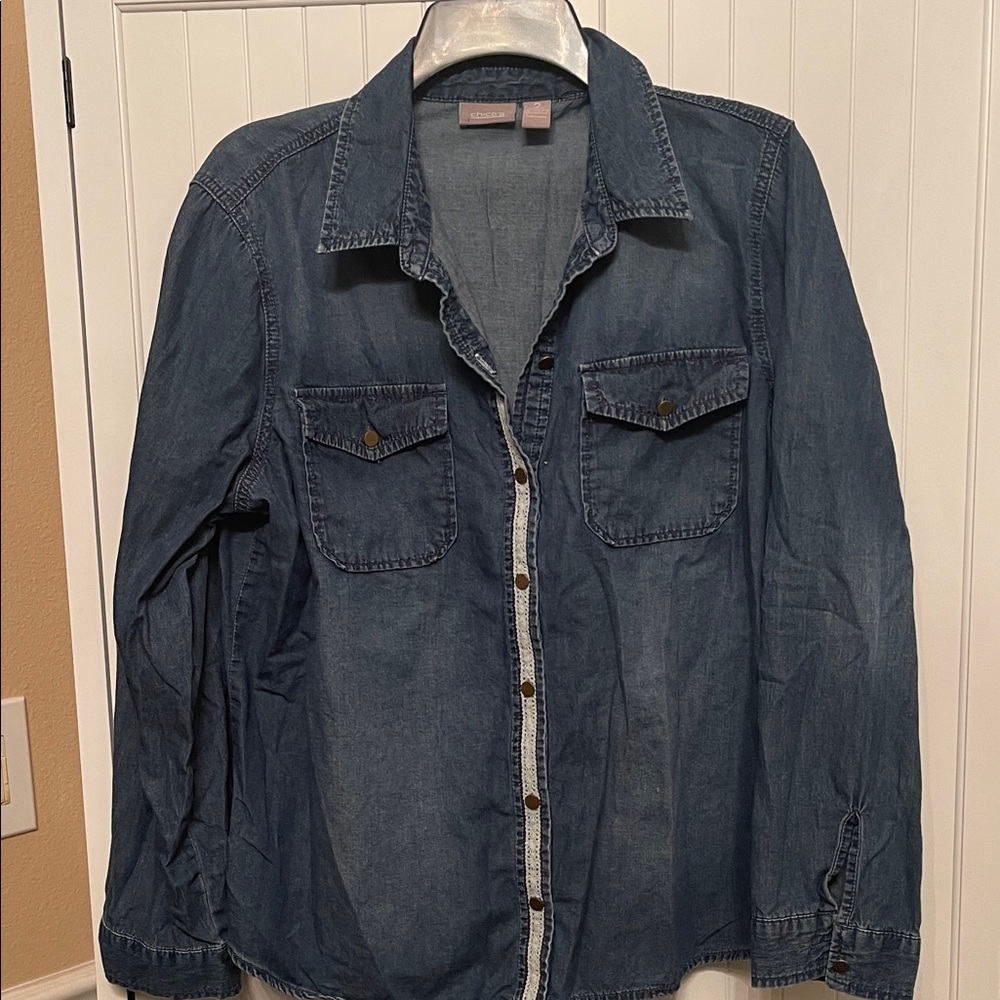 Chico's Dark Blue Denim Top